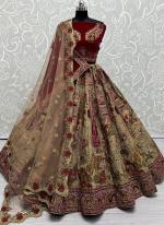 Velvet Chicku Bridal Wear Embroidery Work Lehenga Choli